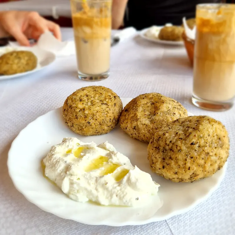 Three herb riceballs with yoghurt and olive oil